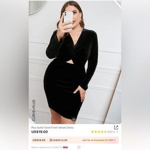 SHEIN plus size velvety front twist dress